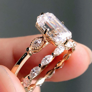 One Stone Emerald Cut Lab-Grown <b>Diamond</b> Engagement Wedding <b>Ring</b> 5.20Carat Yellow Gold 14k Luxury IGI Certified Party - Product Image 6