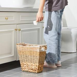 Paniers de rangement multi-usages rustiques et écologiques en jacinthe d'eau avec poignées pour salle de bain et chambre à coucher - Product Image 5