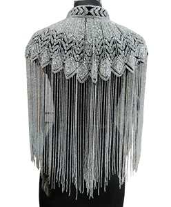 Nóng theo yêu cầu! Siêu sáng bóng bạc Sexy CAPE ponchos cho phụ nữ thời trang handbeaded handfringed cộng với kích thước Carnival bên câu lạc bộ mặc - Product Image 3