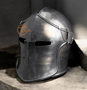 Casco de Caballero Medieval con Visera, Barbuta, de Hierro Pulido de Calibre 18, para Usar, Armadura Templaria de Cruzado para Navidad y Reenactamiento - Product Image 1