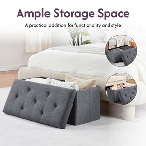 Banco Otomano Plegable de 35 Pulgadas con Almacenamiento para Sala de Estar y Dormitorio, Reposapiés para Entrada y Pie de Cama, Baúl de Almacenamiento - Product Image 2