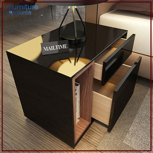 Open Shelf and Drawer <b>Nightstand</b>, Vietnam Manufacturer, Simple Design with Warm Wood Tone - Product Image 4