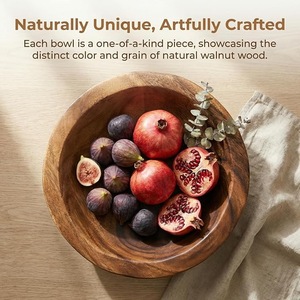 Tazón de Madera Ecológico Desechable Hecho a Mano, Tazón de Madera Maciza Natural para Ensaladas y Frutas, Vajilla Rústica para Mesa de Cocina, Estilo Americano - Product Image 3