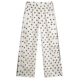 Women's High Waist Wide Leg Loose Casual Pants with Anti-Wrinkle Polka <b>Dots</b> Print Pockets 100% Cotton <b>Eco</b>-Friendly Summer - Product Image 1