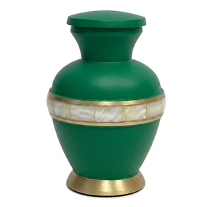 Brass <b>Keepsake</b> Cremation Urns Mother Of Pearl Band Black Color Finished <b>Memorial</b> <b>Keepsake</b> Urns Metal Funeral Urn For Ashes - Product Image 3