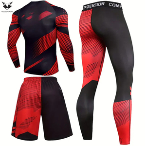 Latest Product Compression Set Long Sleeve Pants & <b>Shorts</b> with Colorful Prints Ideal For Outdoor & Training Gym & Fitness Gear - Product Image 2