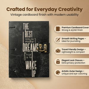 Premium <b>A5</b> Vintage Cardboard Diary Notebook with Lock Closure | Handmade 200 Pages Eco Friendly Travel Journal Gift Planner Set - Product Image 2