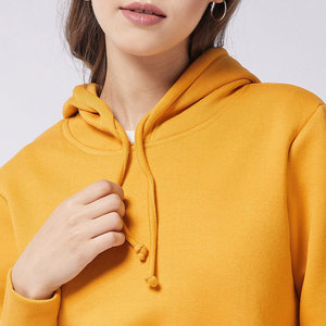 เสื้อฮู้ดครอปสีเหลืองมัสตาร์ดสำหรับผู้หญิง แบรนด์ BIG TEN APPAREL แขนยาว ผ้าถักผสมโพลีเอสเตอร์/คอตตอน สีพื้น สไตล์ HIGH STREET - Product Image 6