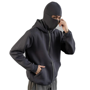 Plain Dyed Sportswear Clothing Zipper Up Full Face Cover Mask Balaclava Hoodie Reasonable Price Zip Up Balaclavas Hoodies - Product Image 4
