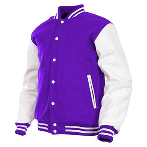 Veste universitaire pour homme en mélange de laine avec manches en cuir véritable, broderie personnalisée, veste de collège, vente en gros OEM - Product Image 6