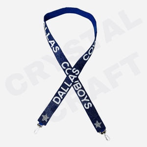 CRYSTAL CRAFT Vintage Beaded No Chop Webbing <b>Strap</b> with Hook Eco-friendly Handbag <b>Strap</b> in Blue and Red - Product Image 5