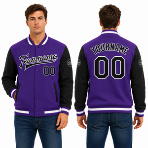 Blouson universitaire pour homme en velours brodé, personnalisé OEM, de luxe, respirant, écologique, style Letterman - Product Image 1
