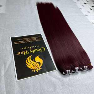 Extremos súper gruesos Paquetes superiores vietnamitas Hueso recto color Burdeos 100% Extensión de cabello humano virgen La mejor calidad El mejor precio - Product Image 5