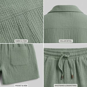 Conjunto de Ropa de Playa y Streetwear Transpirable de 2 Piezas para Hombre, Cuello Redondo, Corte Holgado, Felpa de Algodón 220-280gsm, Camiseta y Pantalones Cortos Casuales de Verano - Product Image 3