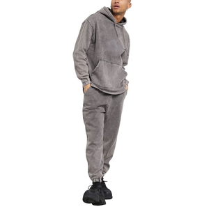Custom Logo Casual Men Acid Wash Tracksuit and Sweatpants Winter Sports Suit Breathable Two-Piece Hip Hop Men Acid Wash Men suit - Product Image 1