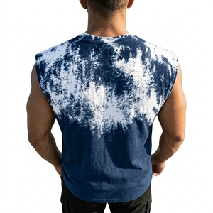 Heavyweight Cotton Tie Dye Tank <b>Top</b> Vintage Blue Snow Wash Muscle Tee Custom Private Label Streetwear 2026 - Product Image 3