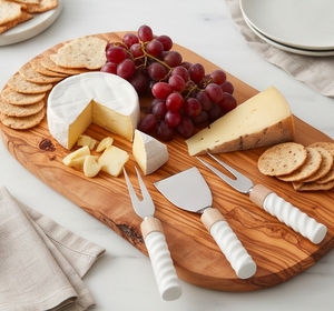 Ensemble de 4 couteaux à fromage, lames en acier inoxydable, manche en bois et marbre, fourchette à tartiner, outils pour la cuisine - Product Image 6