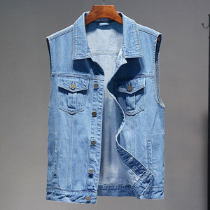 Mens Snap Button Denim Vest Casual Comfort Classic Workwear Denim Apparel Clubs <b>Bike</b> Riding Traveling Fashion Denim Vests Men's - Product Image 2