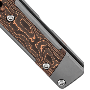Couteaux pliants à motif Damas argenté avec manche à motif cuivre brun, clip de poche noir et design fin pour un usage quotidien - Product Image 2