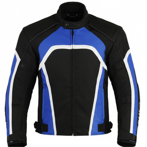 Chaqueta de Cuero para Motocicleta, Unisex, Tallas Grandes, Transpirable, Impermeable, Corte Regular, Estilo Urbano, Cuello Redondo, con Diseño Personalizado - Product Image 1