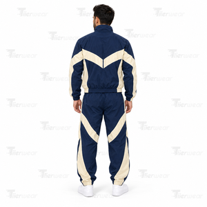 Vente en gros Veste et pantalon de survêtement réfléchissants haute qualité avec fermeture éclair et coupe-vent avec logo personnalisé Survêtement coupe-vent pour hommes - Product Image 3