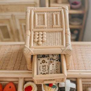 Caja registradora de juguete de ratán de gran calidad, juguete de cajero hecho a mano para niños pequeños, juguetes preescolares. - Product Image 5