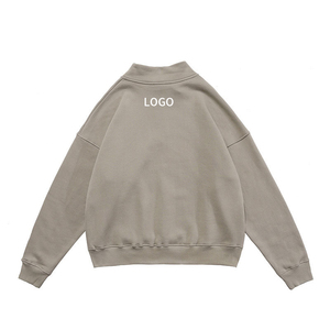 Sweat-shirt oversize pour homme, col montant, noir uni, manches longues, logo thermocollé sur le devant - Product Image 6