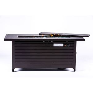 Rectangular Outdoor Propane <b>Fire</b> <b>Pit</b> <b>Table</b> with Stainless Steel Burner and <b>Fire</b> Glass for Patio Backyard Heat - Product Image 6