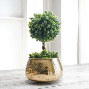 Pot de fleurs rond décoratif en métal martelé, moderne et durable, écologique, fait main, pour la maison, le jardin et les mariages - Product Image 3