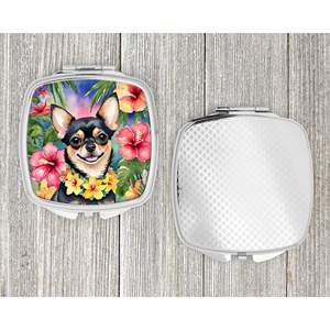 Espejo de maquillaje de mano plegable decorativo compacto Chihuahua Luau para mujeres y niñas Ideas de regalo de bolsillo para viajes - Product Image 4