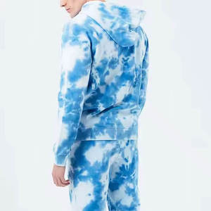 Custom Blue Tie Dye Tracksuit <b>Set</b> Hooded Sweatshirt <b>Jogger</b> Pants Matching Streetwear Casual Two Piece Sportswear - Product Image 5