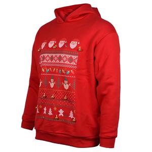 Sudadera con Capucha de Algodón Premium de Secado Rápido con Estampado Navideño de Santa Claus y Patrones Decorativos Festivos - Product Image 4