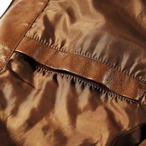 <b>Men's</b> Brown PU <b>Leather</b> Moto Biker <b>Jacket</b> Stand Collar Zipper Closure Slim Fit Regular Length Autumn Wear - Product Image 3