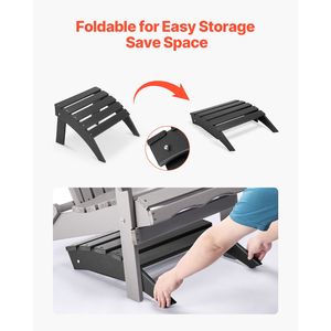 Poggiapiedi Adirondack 18.7L X 19.7W X 13H Pollici in Plastica HDPE Pieghevole Resistente alle Intemperie per Arredo Patio - Product Image 2