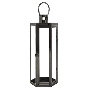 Farol Rectangular Metálico Negro de Alta Gama con Acabado Mate, Farol de Metal y Vidrio para Velas, Decoración para el Hogar y Bodas - Product Image 3