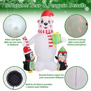Decorazione Natalizia Gonfiabile da Esterno 5.9FT con LED, Orso Polare e Pinguino in PVC con Scatola Regalo, Esposizione Gonfiabile da Giardino - Product Image 4