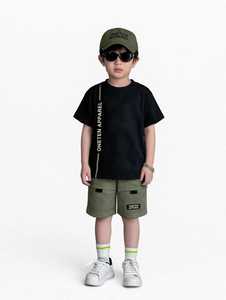 ONETEN APPARELS <b>Men</b> Blank Solid Black <b>T</b>-<b>Shirt</b> <b>Green</b> Cargo Shorts Set Short Sleeve Crew Neck Two Piece Outfit - Product Image 3