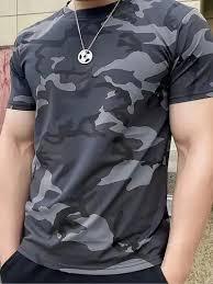 T-shirt en coton avec motif camouflage tigre, maintien de la couleur supérieur, confort tricoté et logo personnalisé - Product Image 2
