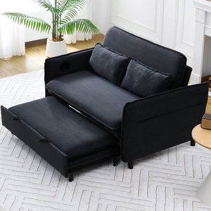 Divano Letto Multifunzionale in Tessuto a Righe Nere da 65,74 Pollici per Camere da Letto e Soggiorni con Braccioli e Schienale - Product Image 5