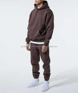 Mode streetwear pour hommes, sweat-shirt à capuche surdimensionné personnalisé, lourd, marron, bio, 100% coton, imprimé, sweat-shirt unisexe uni - Product Image 3