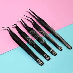 Pinzas de volumen recto con punta de fibra de extensión de pestañas de etiqueta privada 45 pinzas de punta de gancho de 90 grados pinzas de aislamiento de extensión de pestañas - Product Image 2