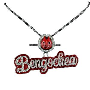 Collier avec pendentif en argent 925 Starling personnalisé Moissanite personnalisé en émail rouge foncé - Product Image 1