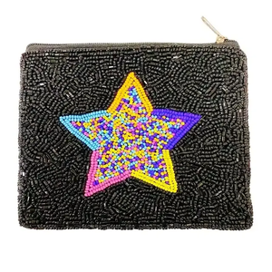 Pochette Multicolore Brodée à la Main avec Motifs Étoiles Célestes, Porte-Monnaie, Porte-Maquillage, Mode Féminine par MD HANDICRAFTS - Product Image 2