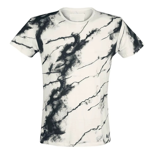 Men's <b>Tie</b>-Dye Short Sleeve T-Shirt O-Neck Regular Fit Knitted Casual Print Pattern <b>White</b> Black - Product Image 1