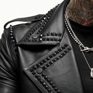 Veste en cuir PU pour homme de qualité supérieure, coupe classique, style affirmé, livraison rapide, veste en cuir de motard pour homme - Product Image 5