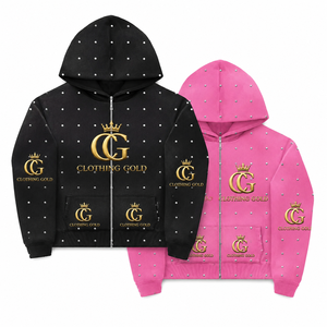Custom Rhinestone <b>Zip</b> Up Hoodie for Men Women Cotton Fleece Full <b>Zip</b> <b>Hooded</b> Sweatshirt Streetwear Casual Graphic Hoodie OEM ODM - Product Image 1
