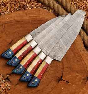 Juego de Cuchillos de Chef Ecológicos Forjados a Mano de Product Palace LLC, Juego de Cuchillos de Cocina de Acero de Damasco Hecho a Mano de 5 Piezas con Funda de Cuero Puro - Product Image 5