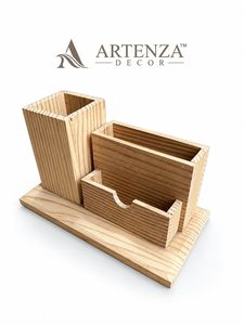 Wooden Desk Organizer Drawer Storage <b>Box</b> Business Gift Set Natural Finish Office Supply Holder - Product Image 4