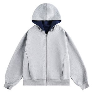 Sweat-shirt à capuche unisexe personnalisé avec fermeture éclair intégrale, couleur unie, en coton French Terry, décontracté, coupe classique, pour l'automne - Product Image 6