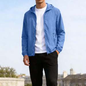 Asymmetric Men Hooded Winter Windproof <b>Jacket</b> Quarter Zip Sport Coat Modern Fit Performance Athletic Active Outerwear Design - Product Image 5